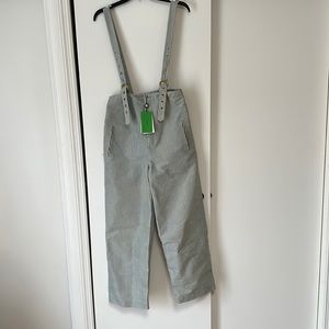 Kenzo stripped crop pants with suspenders size 36 designer size nwt